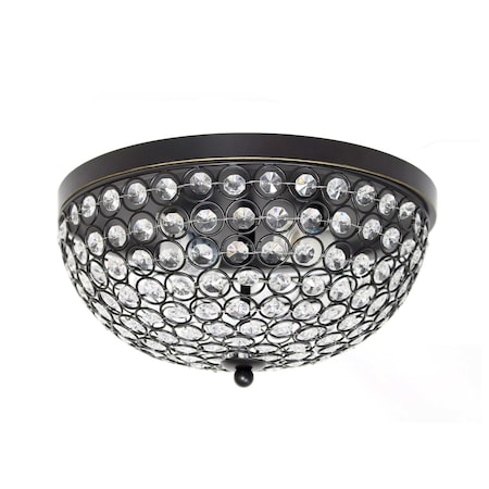 Crystal Glam 2 Light Ceiling Flush Mount, Restoration Bronze